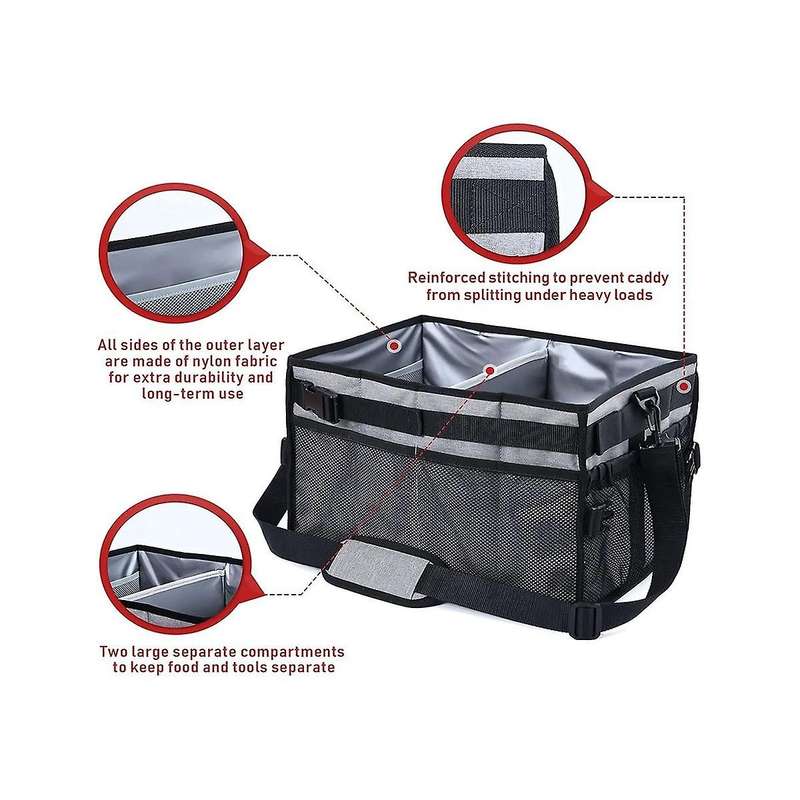 Grill and Picnic with Paper Towel Holder, Bbq Organizer for Utensil, Plate, Condiment, Collapsible