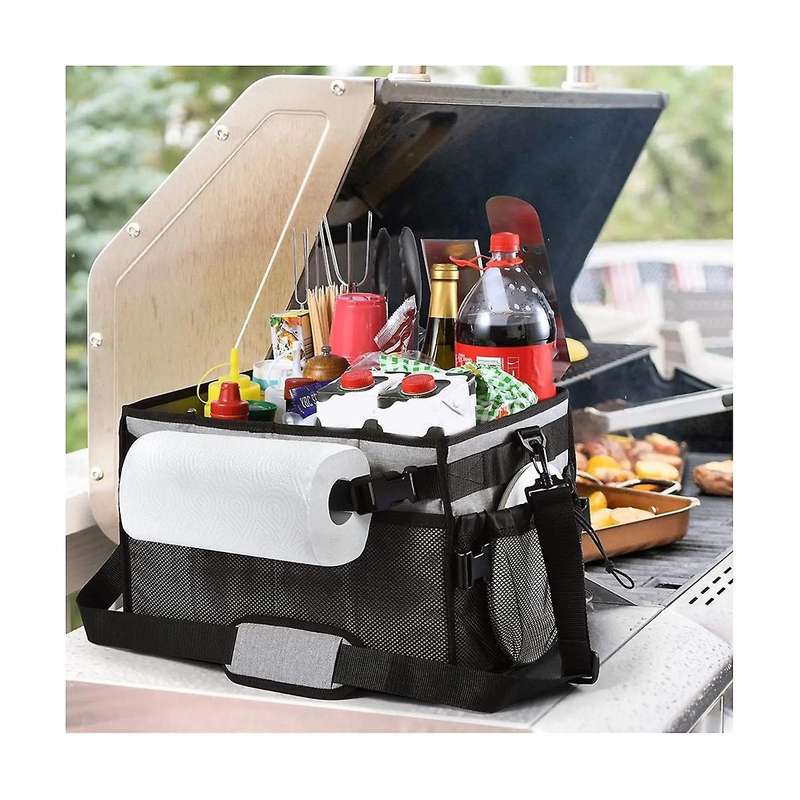 Grill and Picnic with Paper Towel Holder, Bbq Organizer for Utensil, Plate, Condiment, Collapsible
