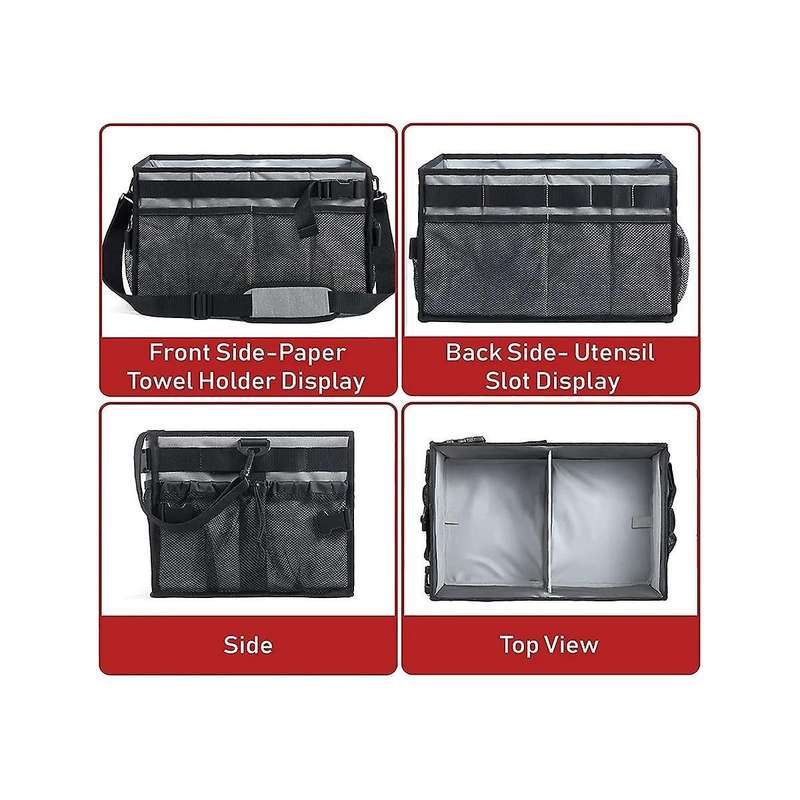 Grill and Picnic with Paper Towel Holder, Bbq Organizer for Utensil, Plate, Condiment, Collapsible