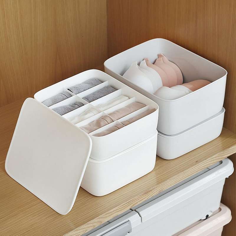 Grids Storage Box Socks Bra Underwear Organizer Closet Wardrobe Home Storage Desktop Wardrobe Plasti