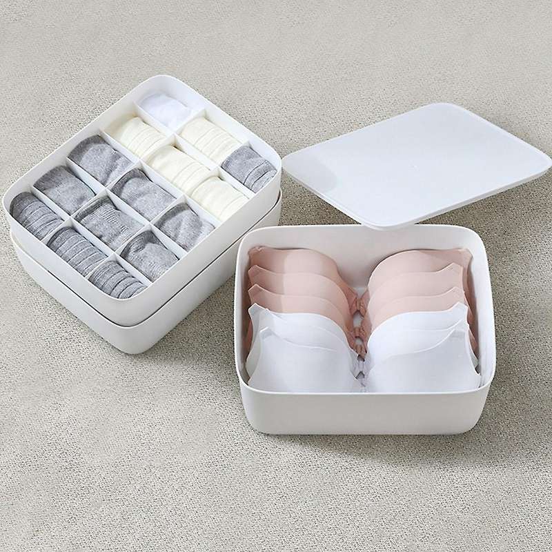 Grids Storage Box Socks Bra Underwear Organizer Closet Wardrobe Home Storage Desktop Wardrobe Plasti