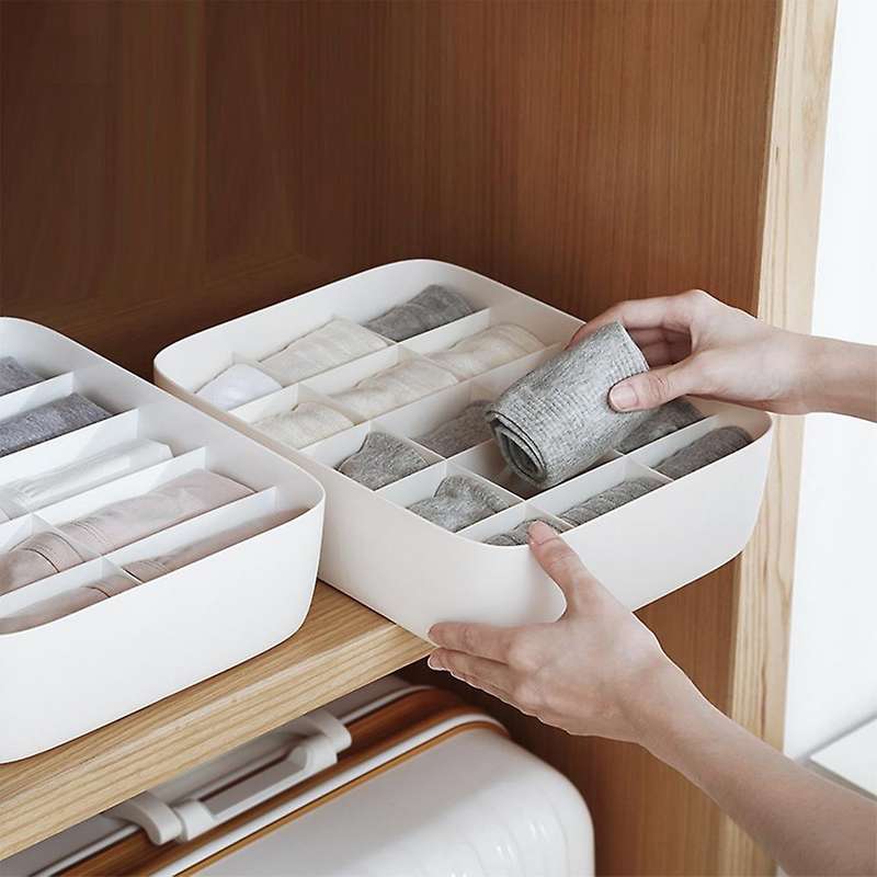 Grids Storage Box Socks Bra Underwear Organizer Closet Wardrobe Home Storage Desktop Wardrobe Plasti