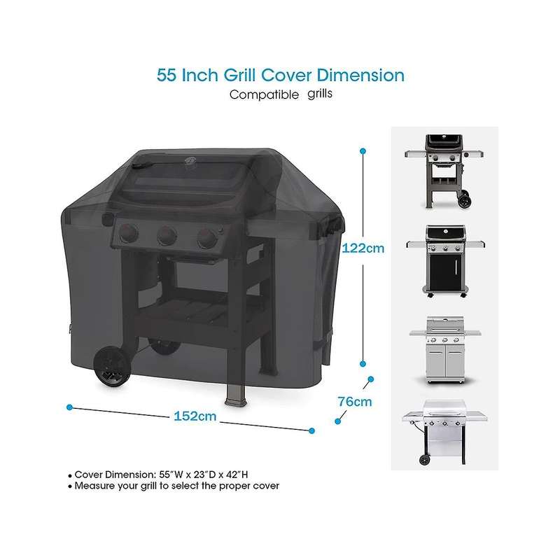 Grill Cover , Waterproof Bbq Cover, Durable Bbq Grill Cover, Compatible with Grills More Black