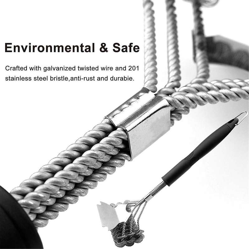 Grill Brush and Bristle Free - Safe BBQ Brush for Grill - Stainless Grill Grate Cleaner - Safe Gril