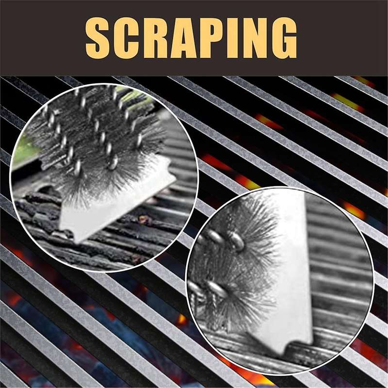Grill Brush and Bristle Free - Safe BBQ Brush for Grill - Stainless Grill Grate Cleaner - Safe Gril