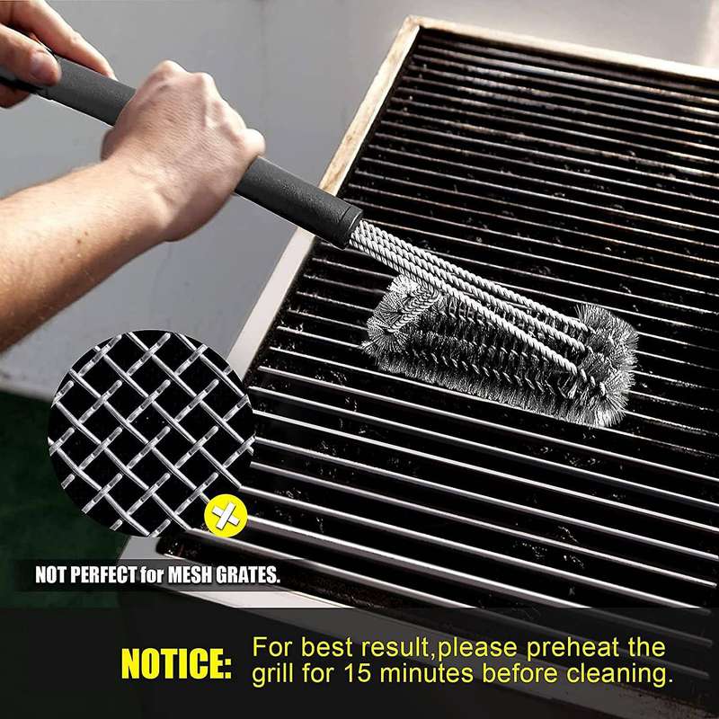 Grill Brush and Scrapers, 2 Pcs Grill Brushes with Towel, Bristle Free 18 Inch Bbq Grill Cleaning B
