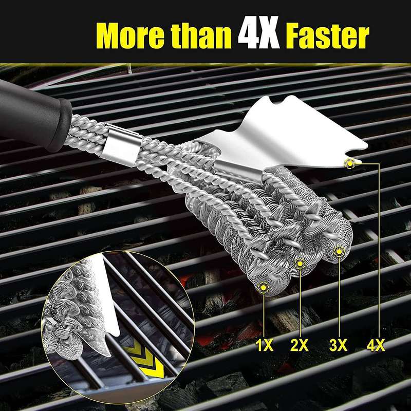 Grill Brush and Scrapers, 2 Pcs Grill Brushes with Towel, Bristle Free 18 Inch Bbq Grill Cleaning B
