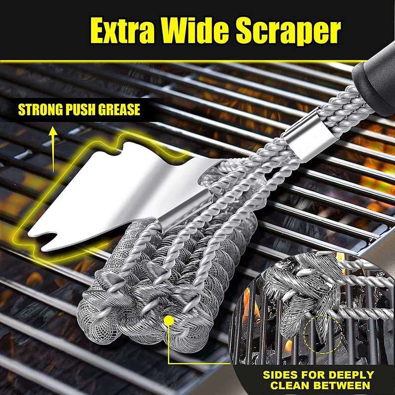 Grill Brush and Scrapers, 2 Pcs Grill Brushes with Towel, Bristle Free 18 Inch Bbq Grill Cleaning B