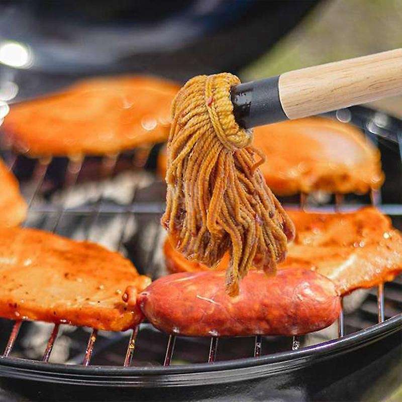 Grill Mop Brush BBQ Grill Brush Wood Sauce Mop Brush Long Handle Barbeque Mopping Brush Basting Brus