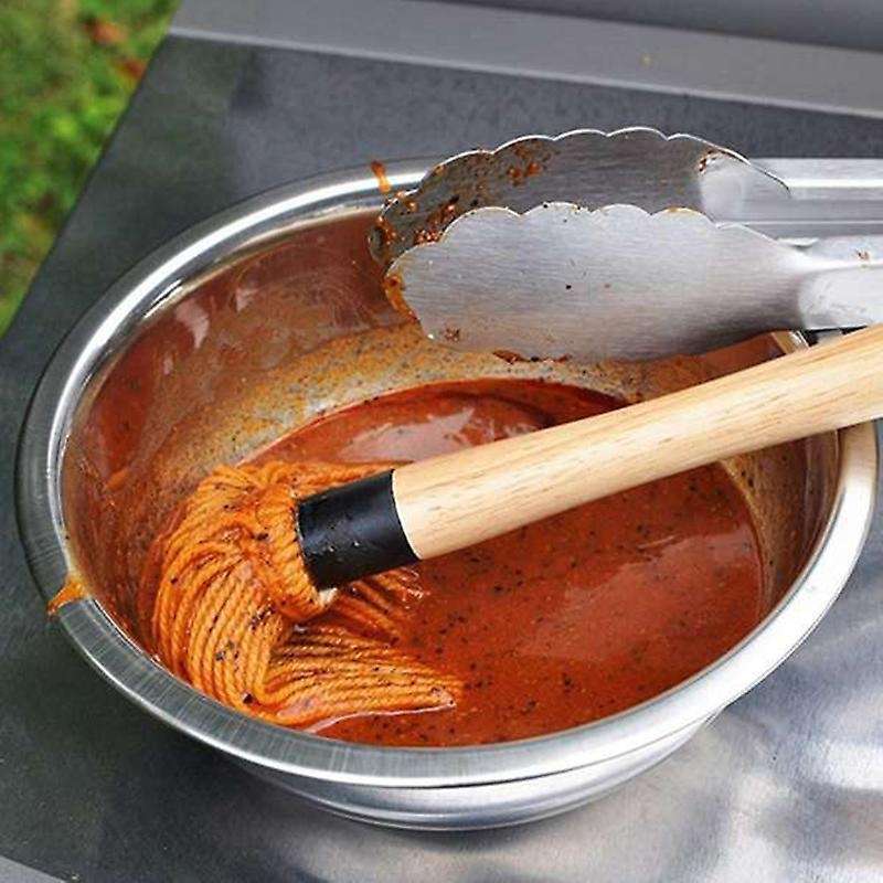 Grill Mop Brush BBQ Grill Brush Wood Sauce Mop Brush Long Handle Barbeque Mopping Brush Basting Brus