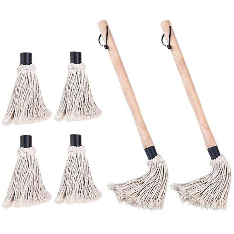 Grill Mop Brush BBQ Grill Brush Wood Sauce Mop Brush Long Handle Barbeque Mopping Brush Basting Brus