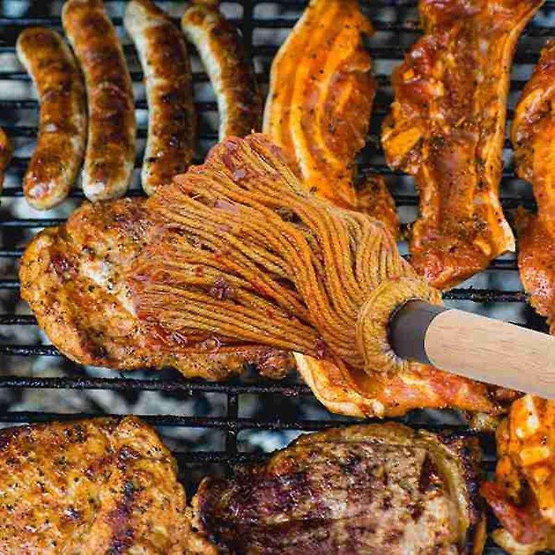 Grill Mop Brush BBQ Grill Brush Wood Sauce Mop Brush Long Handle Barbeque Mopping Brush Basting Brus