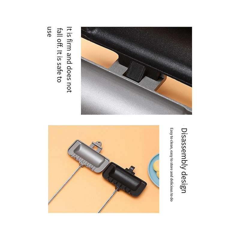 Grill Pan Removable Non-stick with Handle Multifunction Aluminum Sandwich Pan for Breakfast Toast Ho