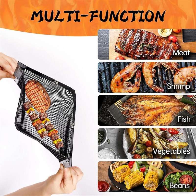 Grilling Bags for Outdoor Grilling-11.82x10.62 Inch, 2 Pack Reusable Non-stick Bbq Mesh Grill Bags