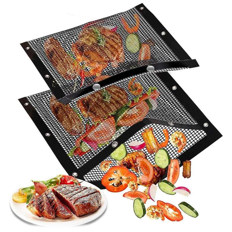 Grilling Bags for Outdoor Grilling-11.82x10.62 Inch, 2 Pack Reusable Non-stick Bbq Mesh Grill Bags