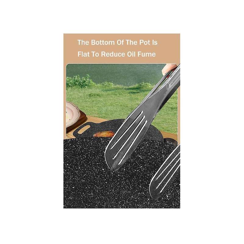 Grilling Pan Non-stick Baking Dishes Pans for Outdoor Camping Kitchen Bakeware Tools Black 33cm