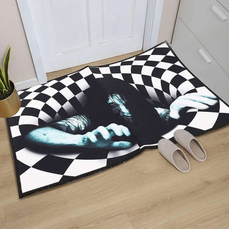 Grimace Stereo Vision Circular Carpet Floor Mat Geometry Living Room Bedroom Carpet Art Tea Table C