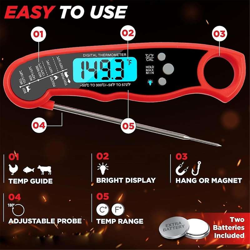 Grillers Instant Read Meat Thermometer for Grill and Cooking Best Waterproof Ultra Fast Thermometer