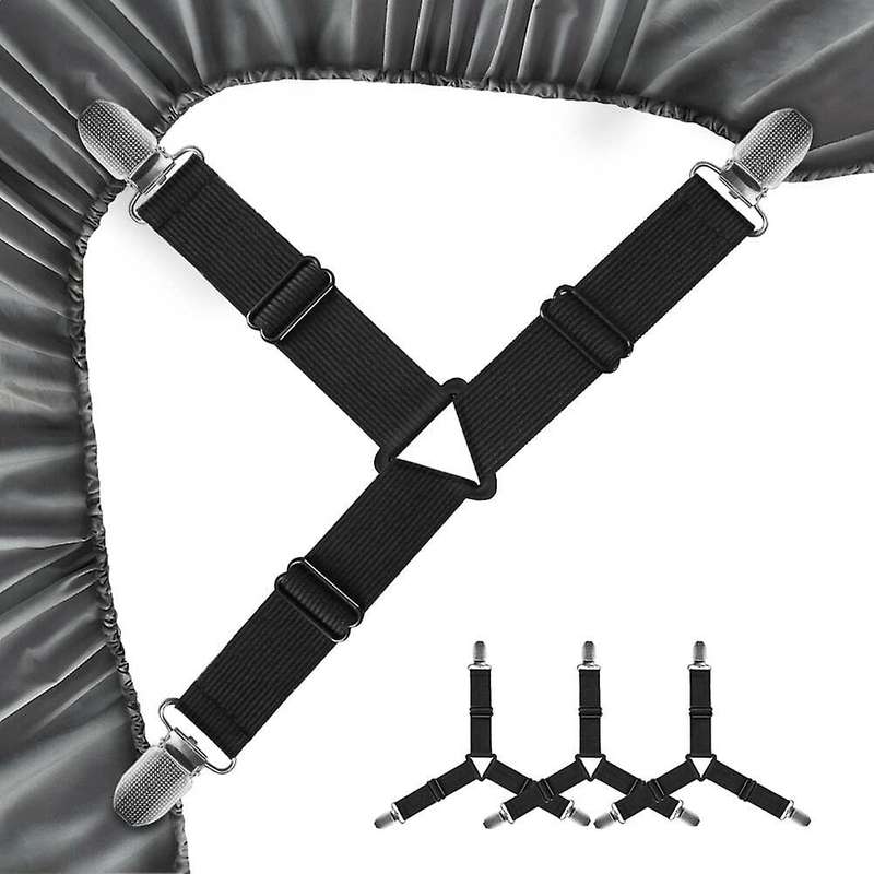 Grip Nonslip Bed Sheet Strap,adjustable Elastic Fasteners with Iron Clips,bedsheet Holder for Fitte