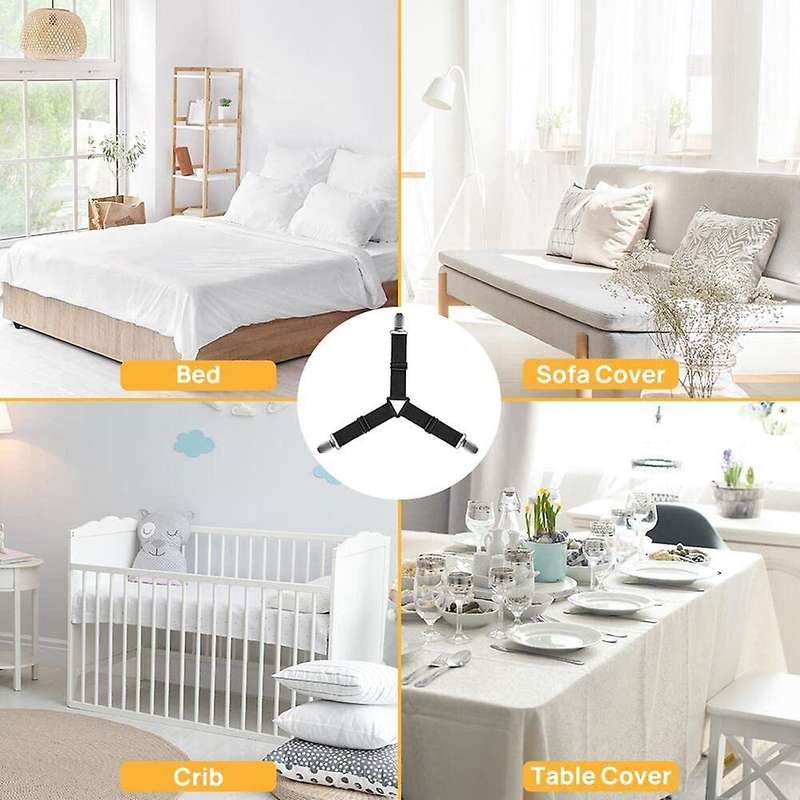 Grip Nonslip Bed Sheet Strap,adjustable Elastic Fasteners with Iron Clips,bedsheet Holder for Fitte