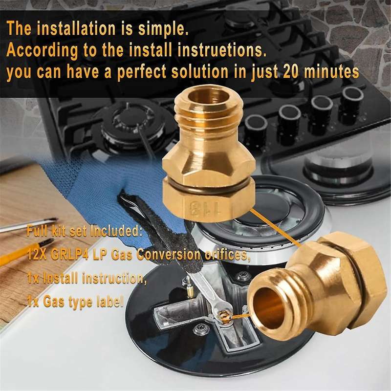 GRLP4 LP Conversion Kit ,Propane Orifice ,Gas to Propane Conversion Kit ,Brass, for Range