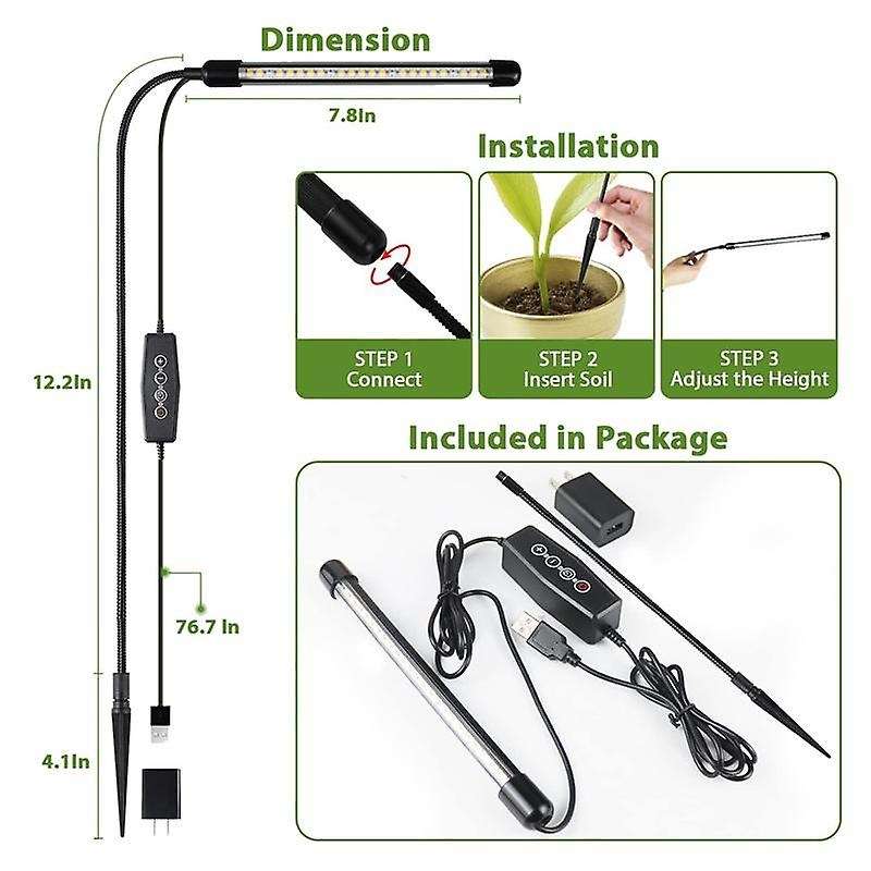 Grow Light for Indoor Plants Growing, 6000k Full Spectrum Gooseneck Plant Lamp for Seedings Succulen