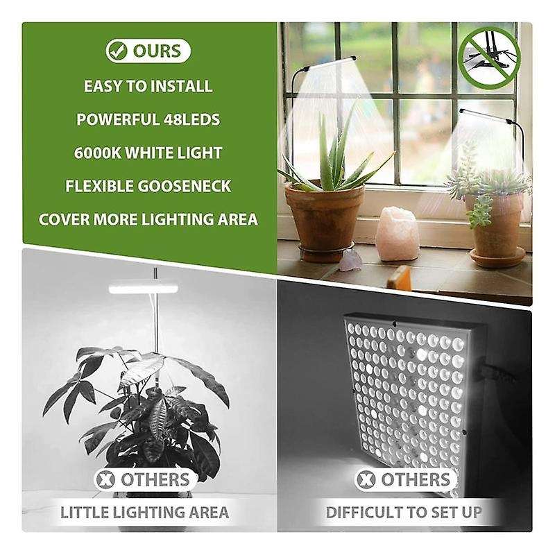 Grow Light for Indoor Plants Growing, 6000k Full Spectrum Gooseneck Plant Lamp for Seedings Succulen