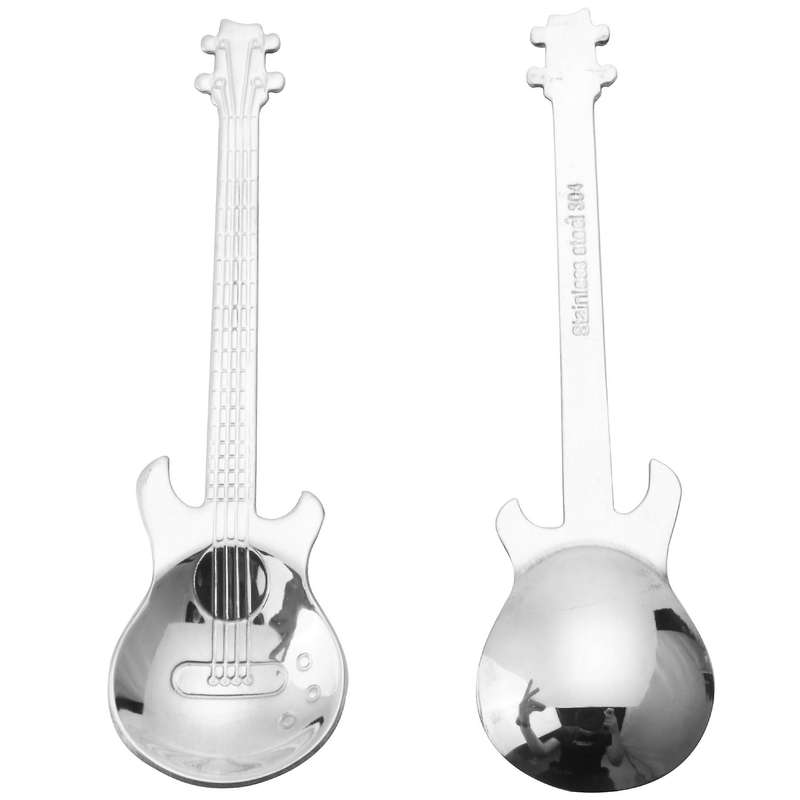 Guitar Coffee Spoons 6-pack Cute Spoons Stainless Steel Teaspoons Stirring Spoon Guitar Shaped(silv