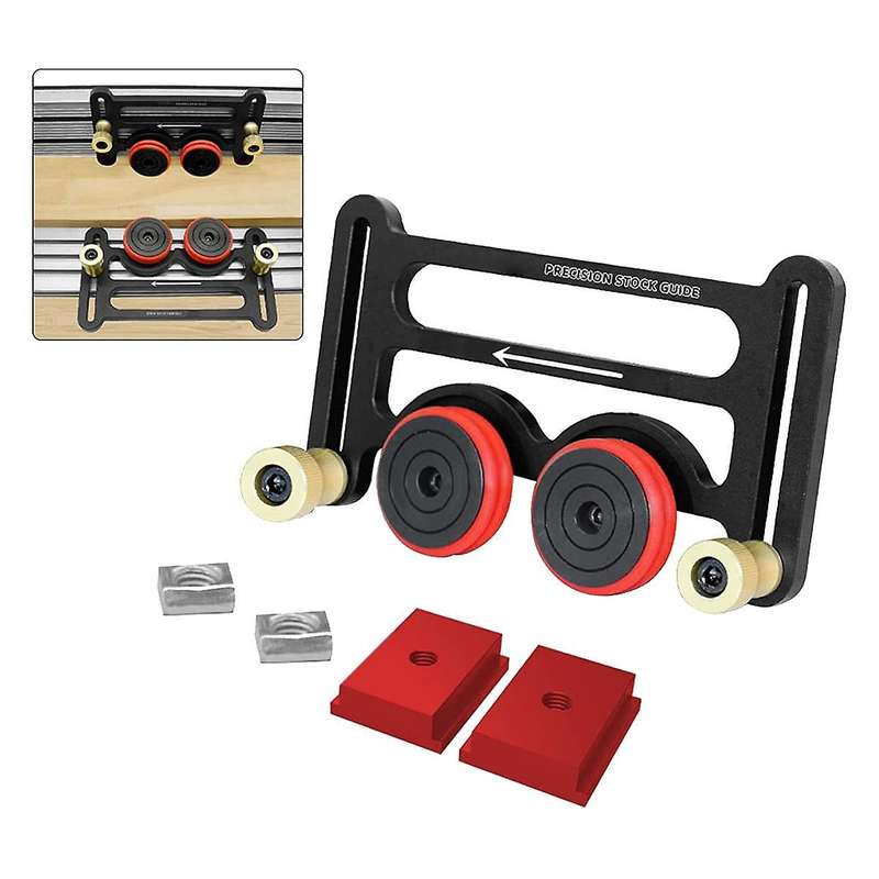 Guides for Table Saw, Dual Universal Featherboards with Sliding Blocks, Double Wheel Bearing Rolle