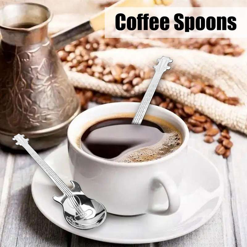 Guitar Coffee Spoons 6-Pack Creative Cute Spoons Stainless Steel Teaspoons Stirring Spoon Guitar Sh