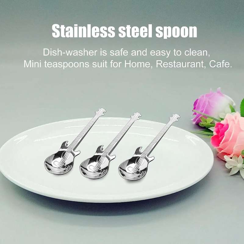 Guitar Coffee Spoons 6-Pack Creative Cute Spoons Stainless Steel Teaspoons Stirring Spoon Guitar Sh