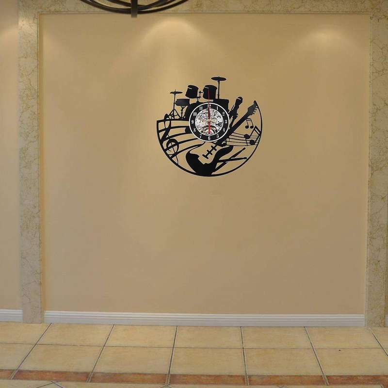 Guitar Wall Art Wall Clock Musical Instrument Wall Decor Vinyl Record Wall Clock Musical Gift