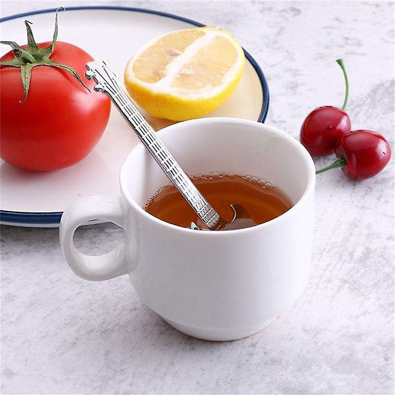 Guitar Coffee Teaspoons,4 Pcs Stainless Steel Musical Coffee Spoons Teaspoons Mixing Spoons Sugar S