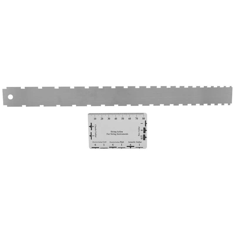 Guitar Neck Notched Straight Edge Luthiers Tool with String Action Ruler Gauge for 24.75 Inch and 2