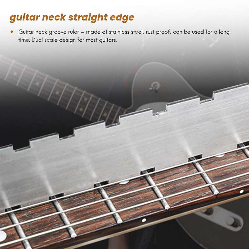 Guitar Neck Notched Straight Edge Luthiers Tool with String Action Ruler Gauge for 24.75 Inch and 2