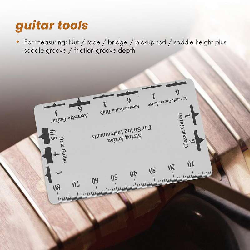 Guitar Neck Notched Straight Edge Luthiers Tool with String Action Ruler Gauge for 24.75 Inch and 2
