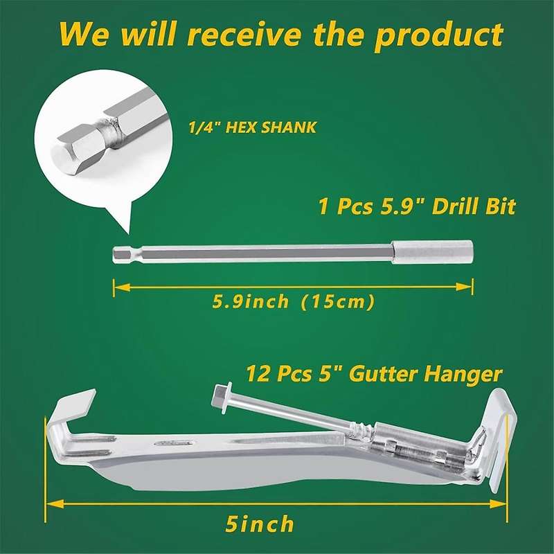 Gutter Hangers 5 Inch,Gutter Clips Hidden Gutter Hangers with A Rust Resistant Screw with 6 Inch Dri