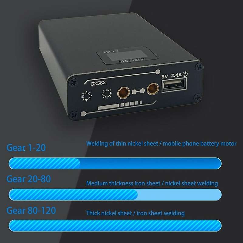 GX588 Portable 18650 Battery Spot Welder Spot Welding Machine Set with OLED Display for 0.2MM Strip