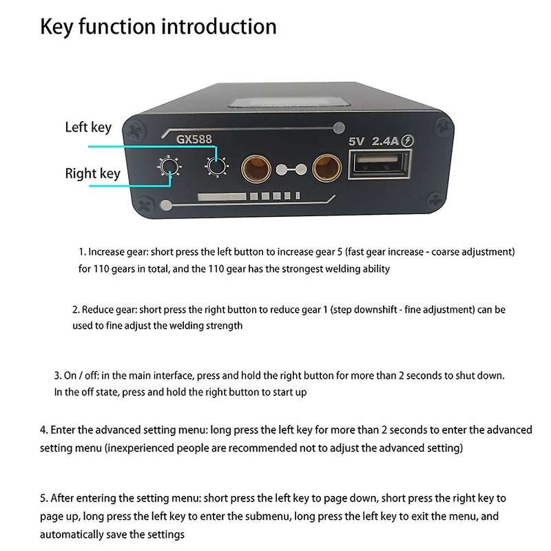 GX588 Portable 18650 Battery Spot Welder Spot Welding Machine Set with OLED Display for 0.2MM Strip