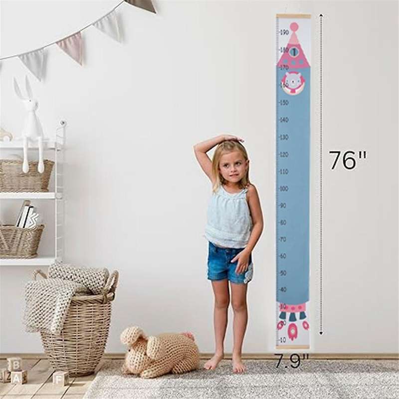 H Canvas Growth Chart for Kids -Unisex Kids Room Wall Decor -Measuring Height Chart-Wall Tape with H