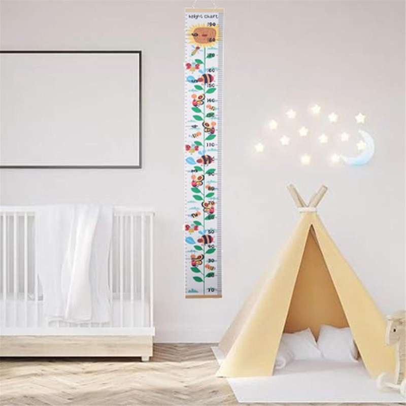 H Canvas Growth Chart for Kids -Unisex Kids Room Wall Decor -Measuring Height Chart-Wall Tape with H