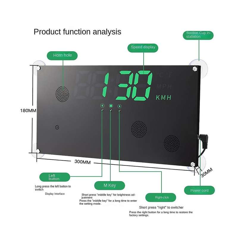 H10 Car Hud Head-up Display Hd Car Intelligent Fuel Consumption Speed Head-up Display Instrument Ov
