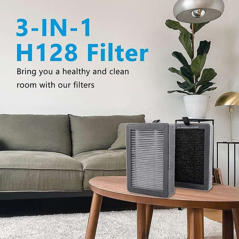 -H128 Replacement Filter for -H128 Purifier, -H128 H13 True HEPA Replacement Filter 2 Pack