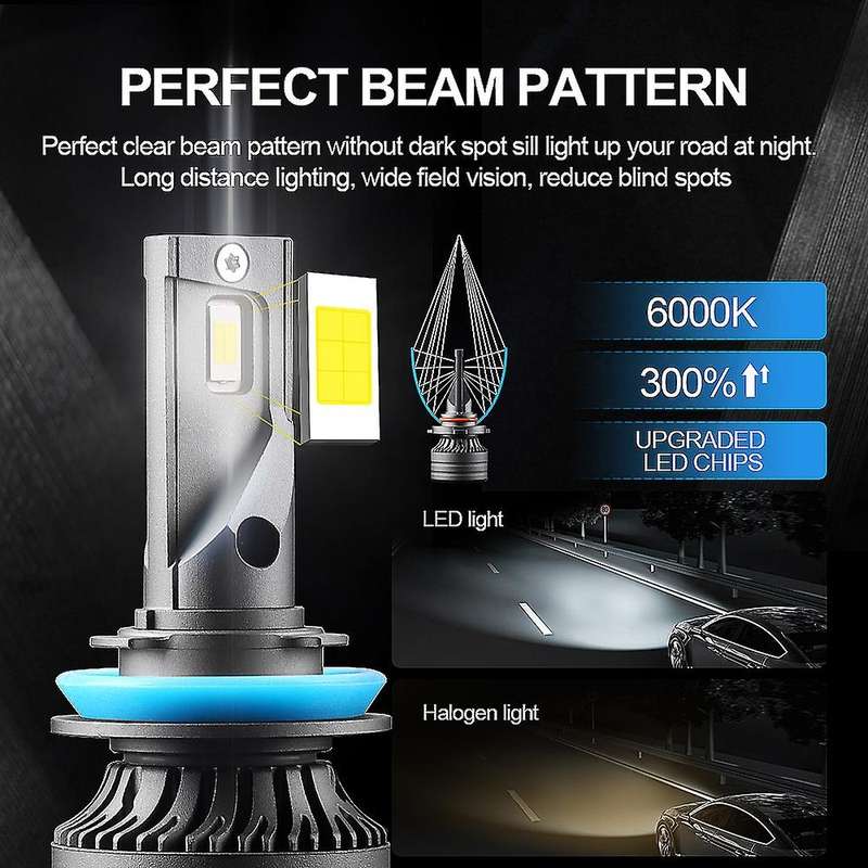 H11/H9/H8 Led Headlight Bulbs 60W 10000 Super Bright Led Headlights Kit 6000K Cool White Ip68 Waterp
