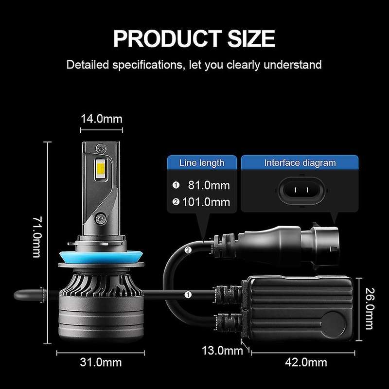 H11/H9/H8 Led Headlight Bulbs 60W 10000 Super Bright Led Headlights Kit 6000K Cool White Ip68 Waterp