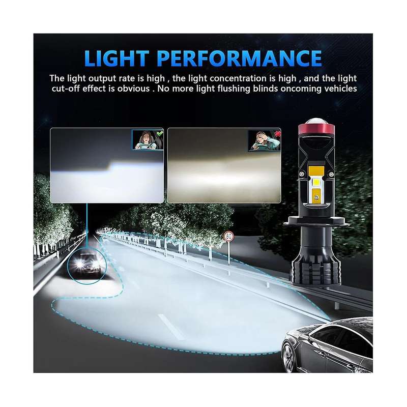 H4 Led Mini Projector 3d Lens 90w 25000lm Motorcycle Headlight Automobile Bulb Conversion Kit Hi/lo