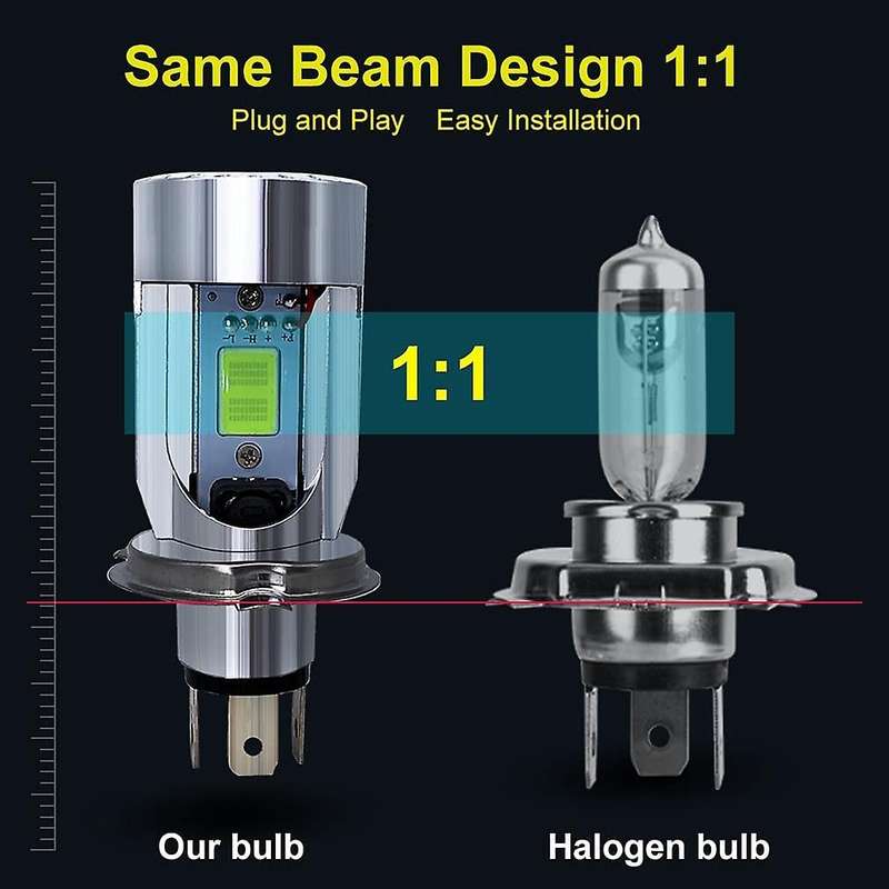 H4 LED Headlight Bulb Motorcycle Hi/Lo Beam with Angel Eye Daytime Running Light 25W 3000LM Super 6