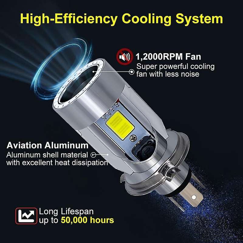 H4 LED Headlight Bulb Motorcycle Hi/Lo Beam with Angel Eye Daytime Running Light 25W 3000LM Super 6