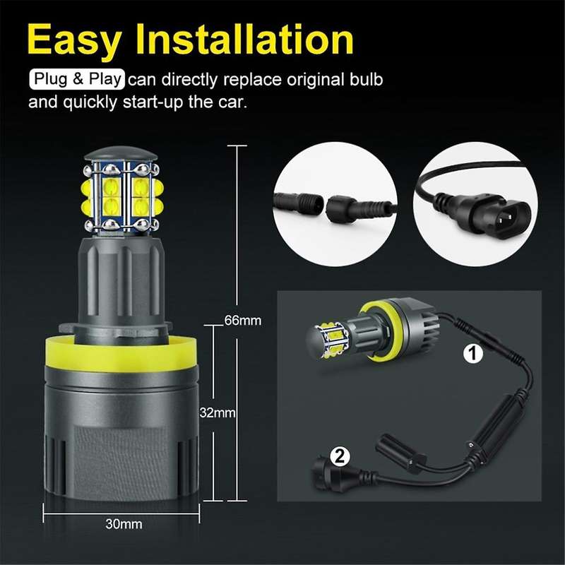 H8 Headlight Bulb 6000k 120w Led Angel Eyes Lights Canbus for E60 E61 E63 X5 E70 X6 E71 E90 E91 E92