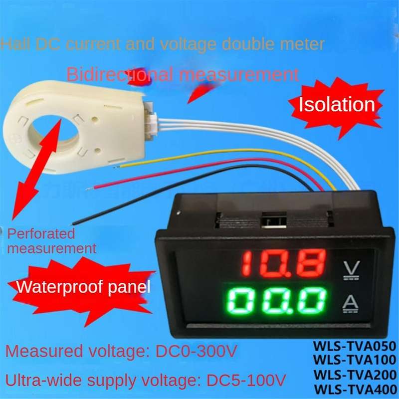 Hall Ammeter Voltmeter Dc 0-300v 400a Battery Monitor Led Digital Current Voltage Meter 12v 24v 36v